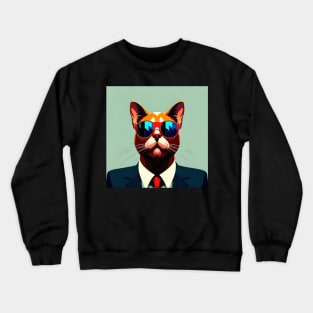 Stylish Whiskers Business Mogul Crewneck Sweatshirt